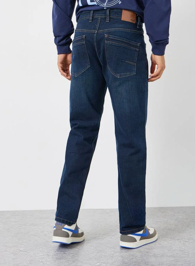 Styli  Men Dark Blue Regular Fit Jeans for Men | Best Price UAE